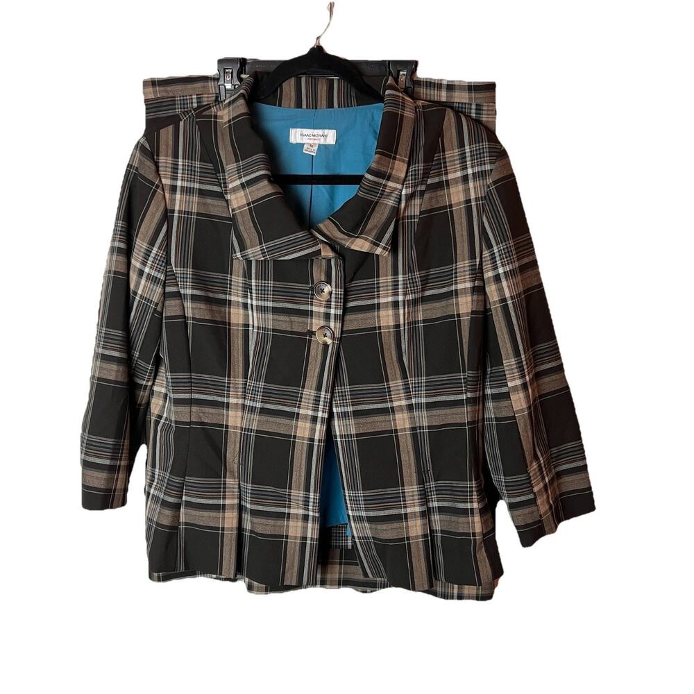 Isaac Mizrahi Women's Plaid Suit Jacket Skirt Set Coat Blazer SZ 14 Target